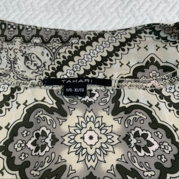 tahari Multi-Patterened Tunic Kimono Flowy Women's Pink/Grey Size L-XL - Picture 5 of 9